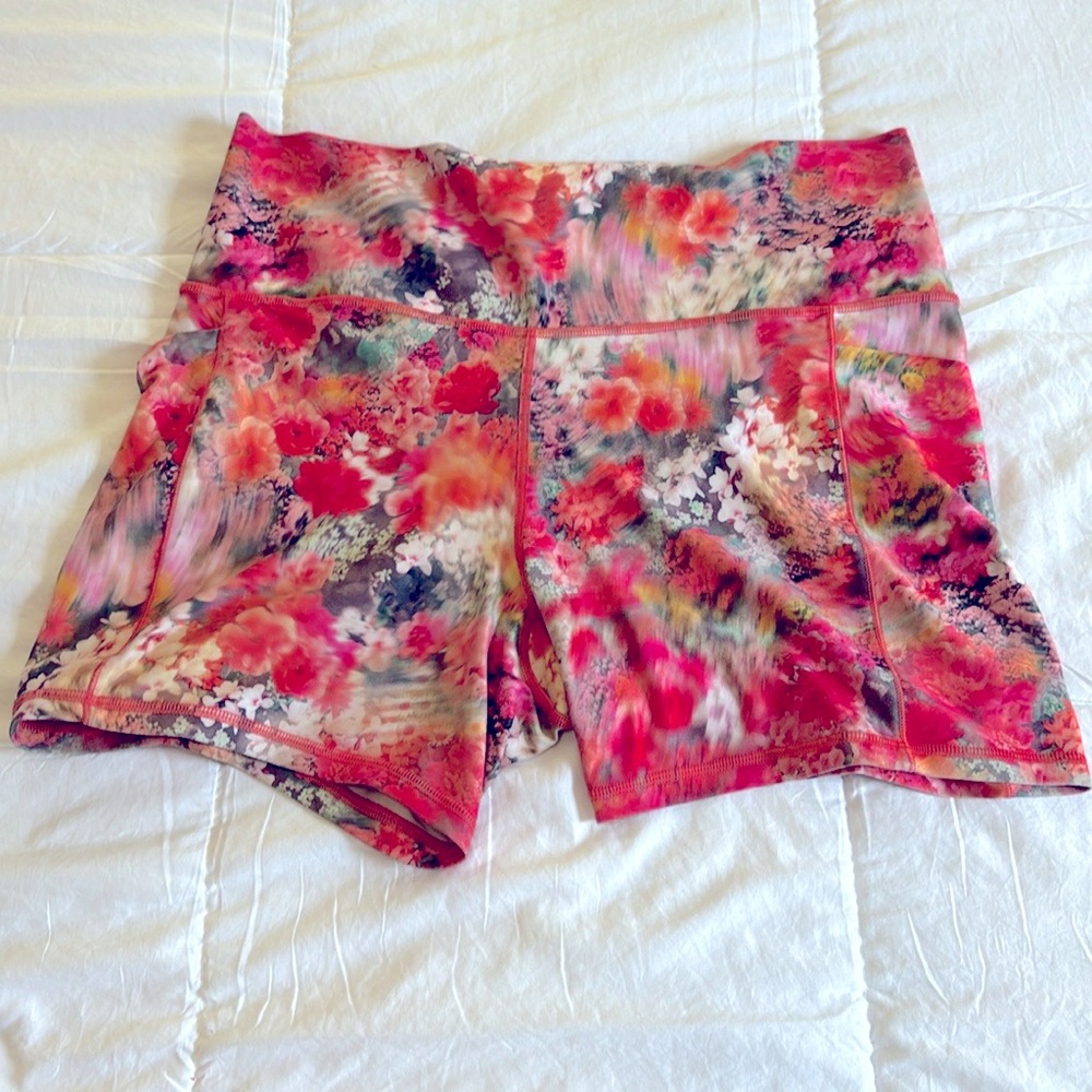 Athleta Women's XL Bike Shorts & XL Bra - Pink and Orange floral set - Picture 7 of 7
